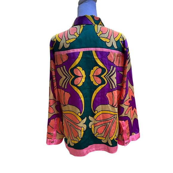 ZARA BLOGGERS FAV Printed Pocket Shirt Satin Pajama Style Colorful • 3526/781 - Picture 2 of 8